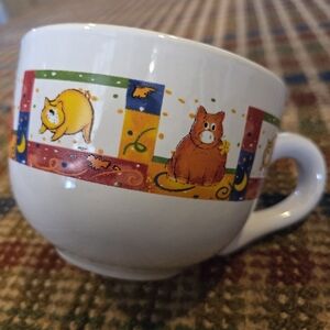 Royal Norfolk Cute Vintage Chubby Cat Kitty Large Soup Mug MultiColored 90s